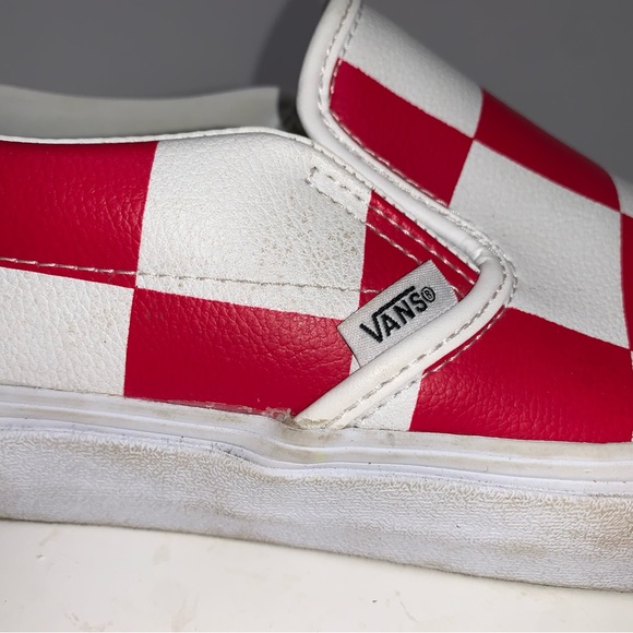 Vans Shoe Size M 11.5 W 13 True White Racing Red Checkerboard Classic Leather main image 7